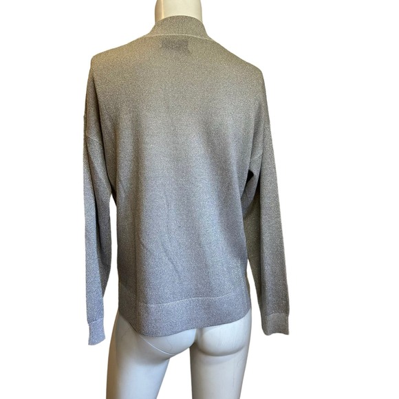 Allude Silver Wool & Cashmere Blend Halter Neck V-Neck Cutout Sweater sz S NWOT - Picture 5 of 9